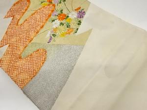 引箔変わり横段にヱ霞・鹿の子・菊模様織出し名古屋帯